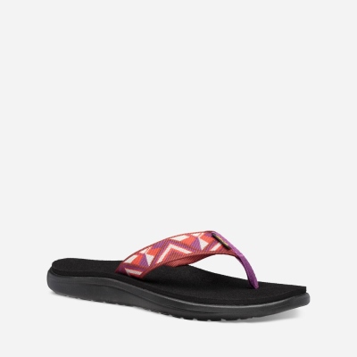 Teva Voya - Women's Teva Flip Flops - Black / Red | India (PINJ35416)